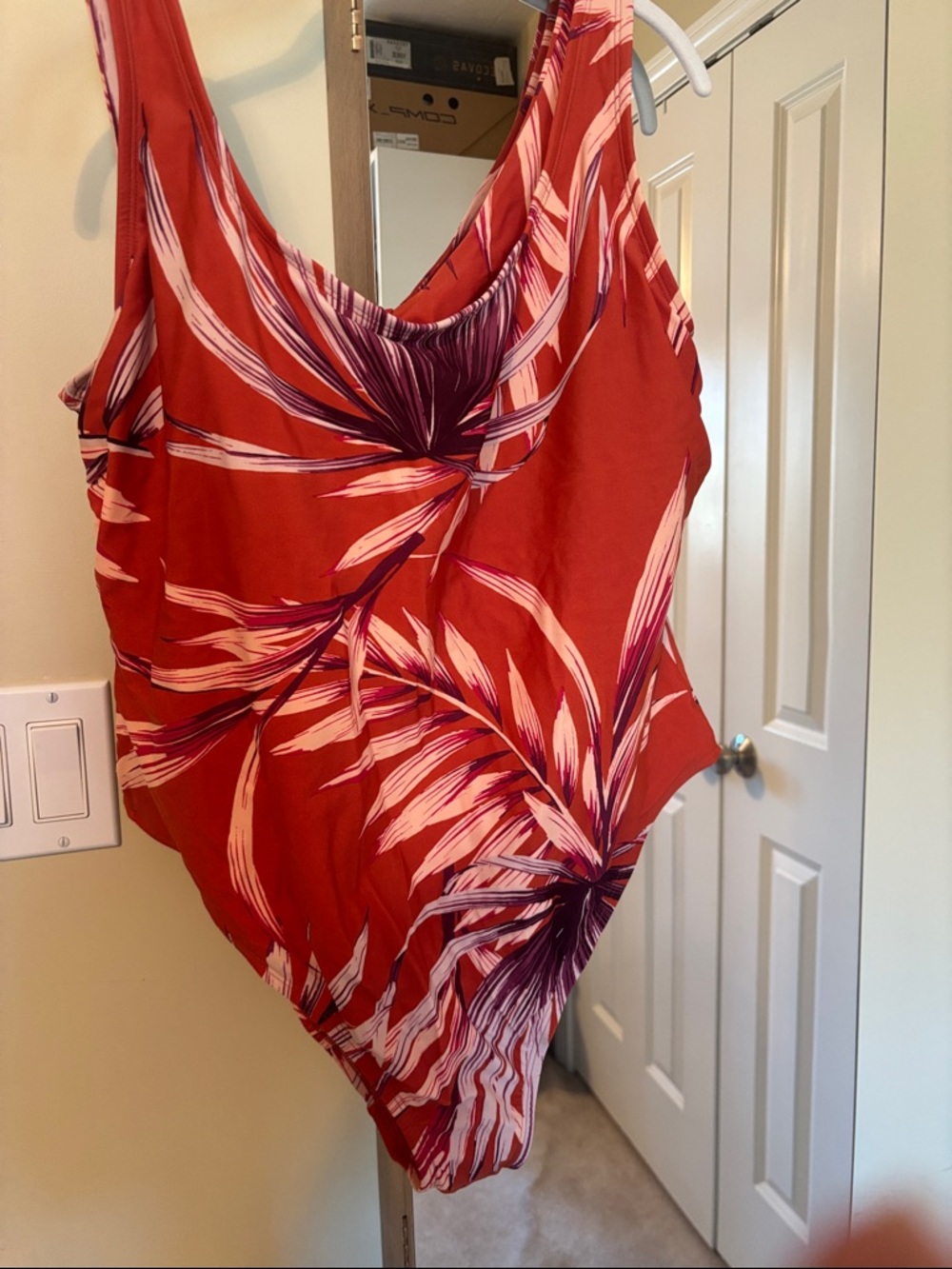 Women's Red Tropical-Print One-Piece Swimsuit